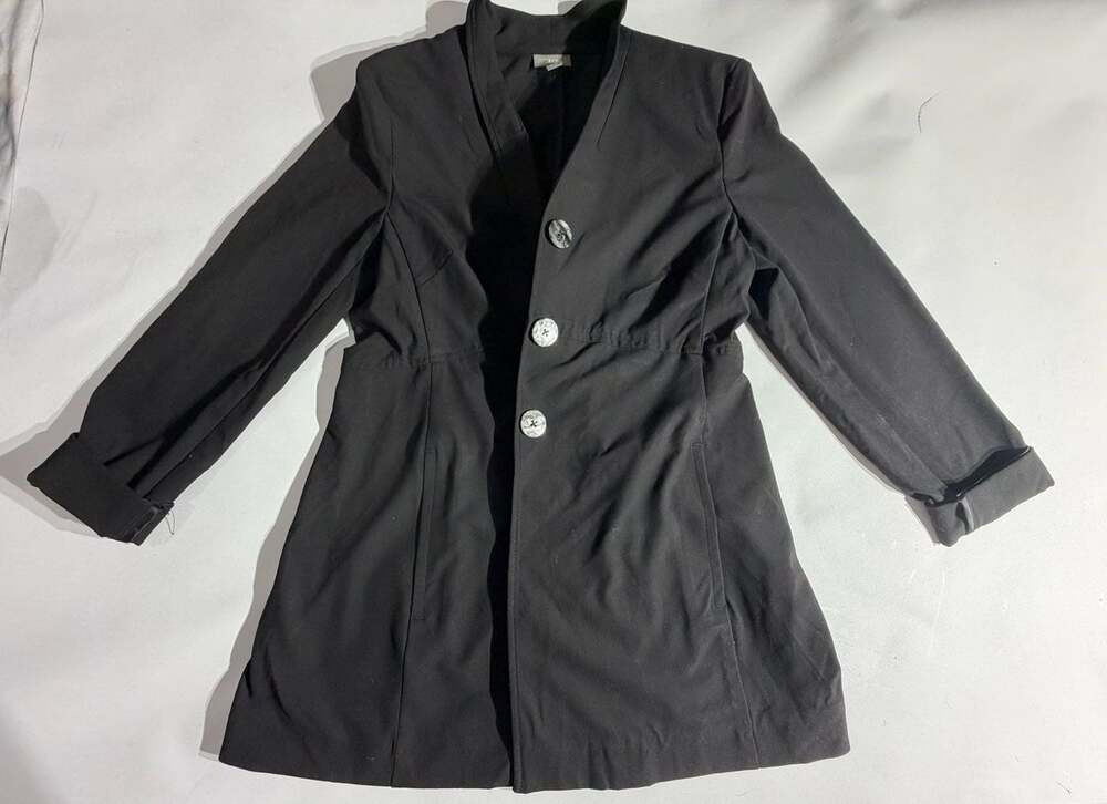 J Jill Black Stretch Blazer Button Front Long Sleeve Workwear Y2K Minimalist